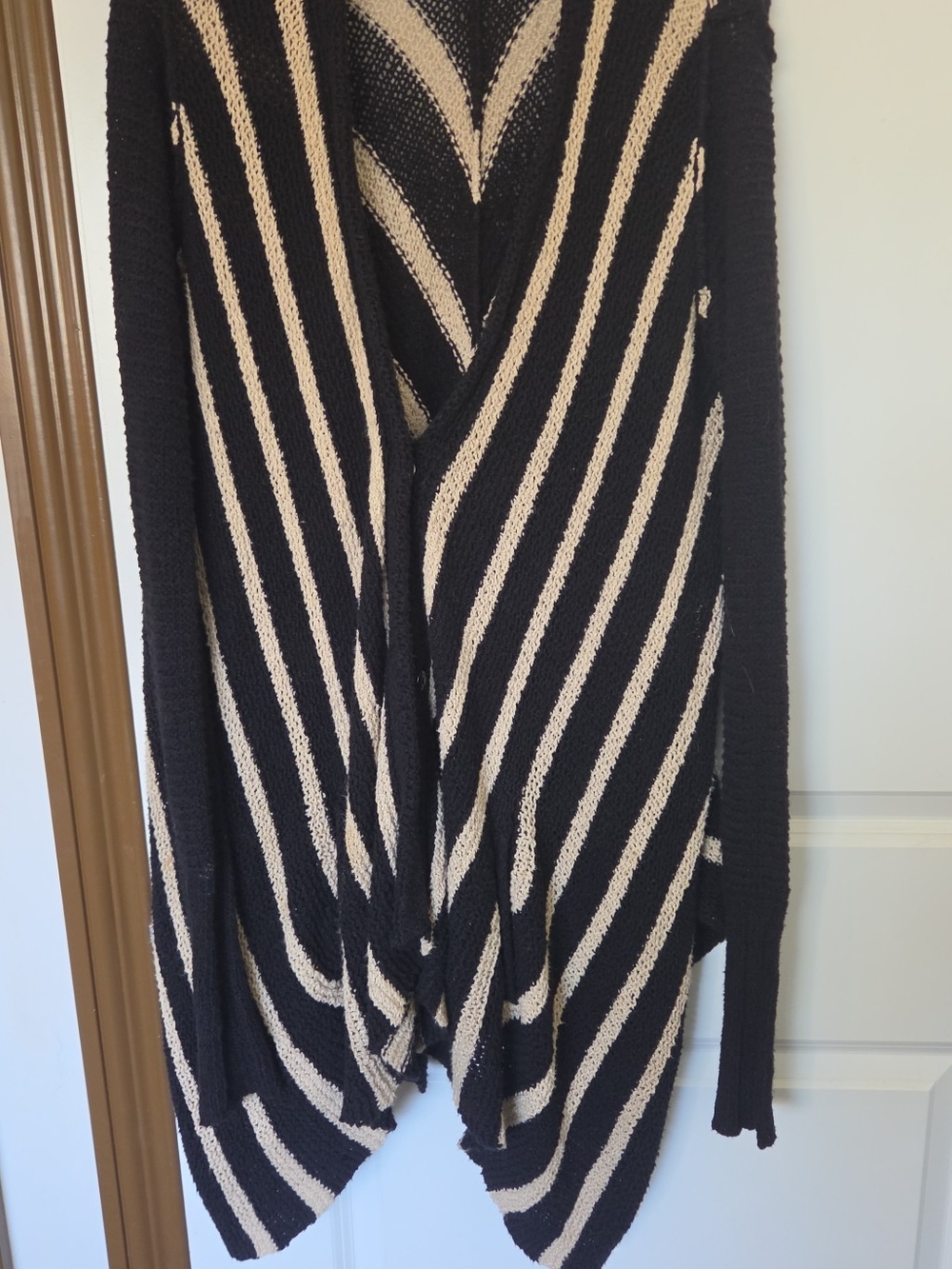 Free People Black and Cream Open Weave Cardigan